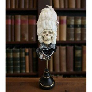 New Victoria Holiday Spooky Woman Skelton Head On a Stand Room Decor Prop